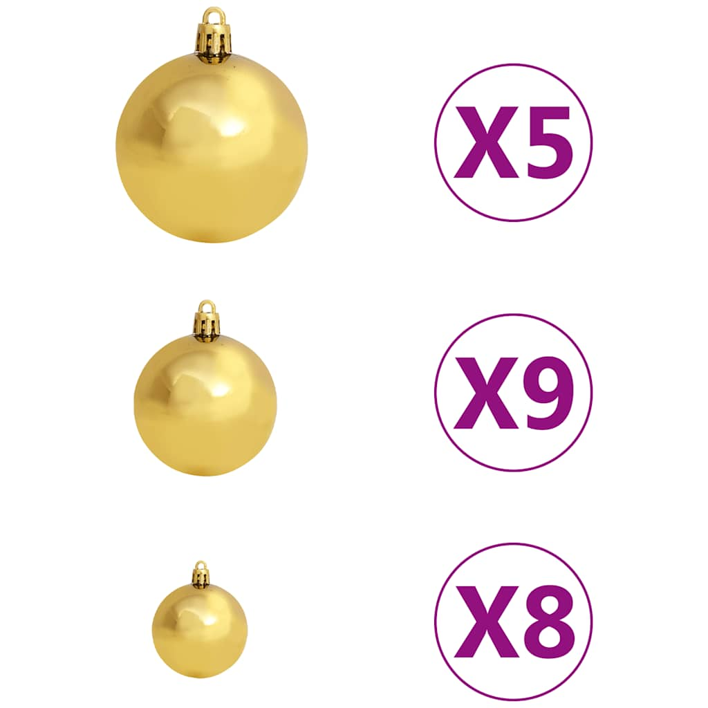 vidaXL Set de bolas de Navidad 61 pzas con pico 150 LED dorado bronce