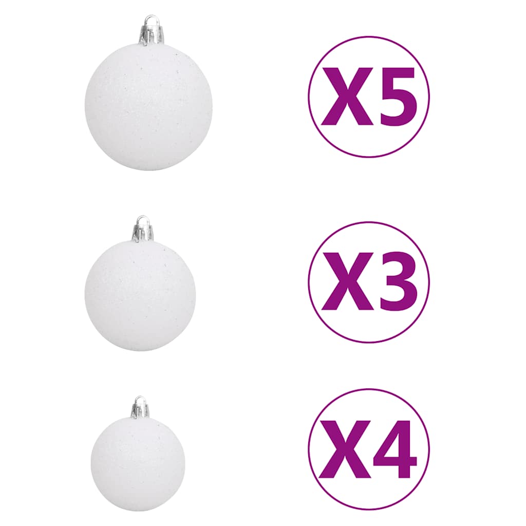 vidaXL Set de bolas de Navidad 61 pzas con pico 150 LED blanco y gris