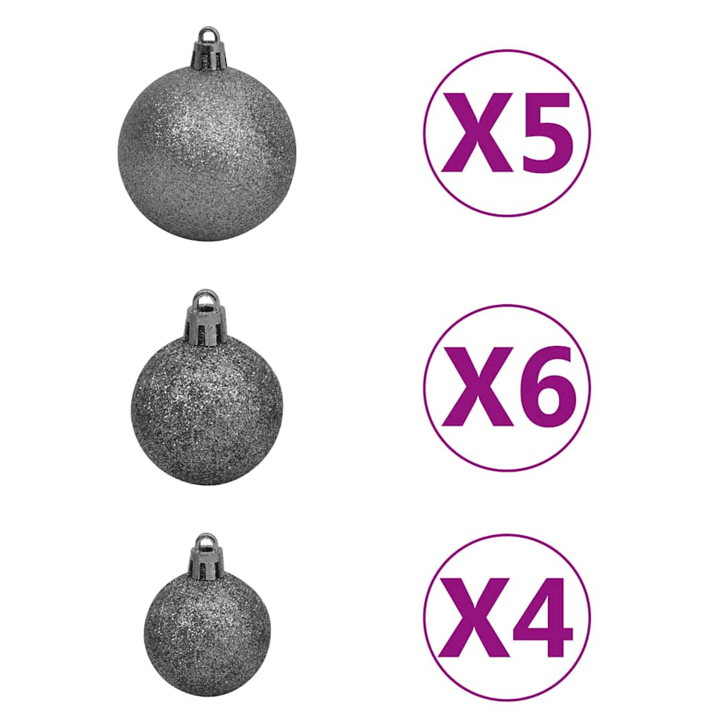 vidaXL Set de bolas de Navidad 61 pzas con pico 150 LED blanco y gris