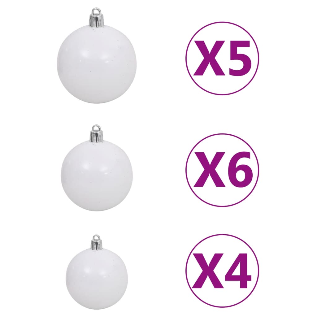 vidaXL Set de bolas de Navidad 61 pzas con pico 150 LED blanco y gris