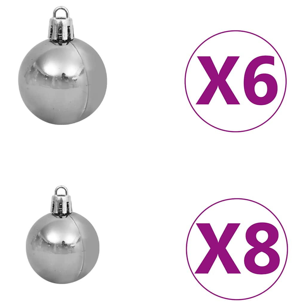 vidaXL Set de bolas de Navidad 61 pzas con pico 150 LED blanco y gris