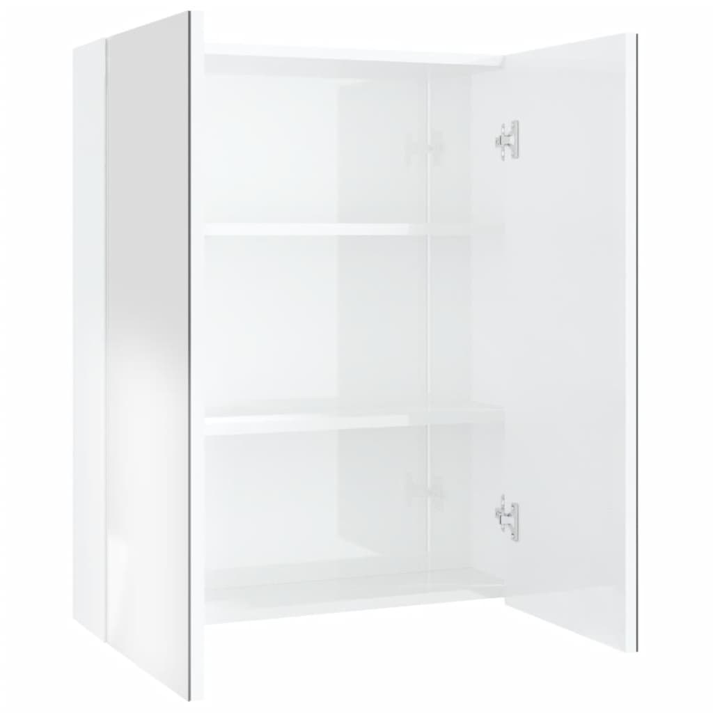 vidaXL Armario de espejo de baño MDF blanco brillante 60x15x75 cm