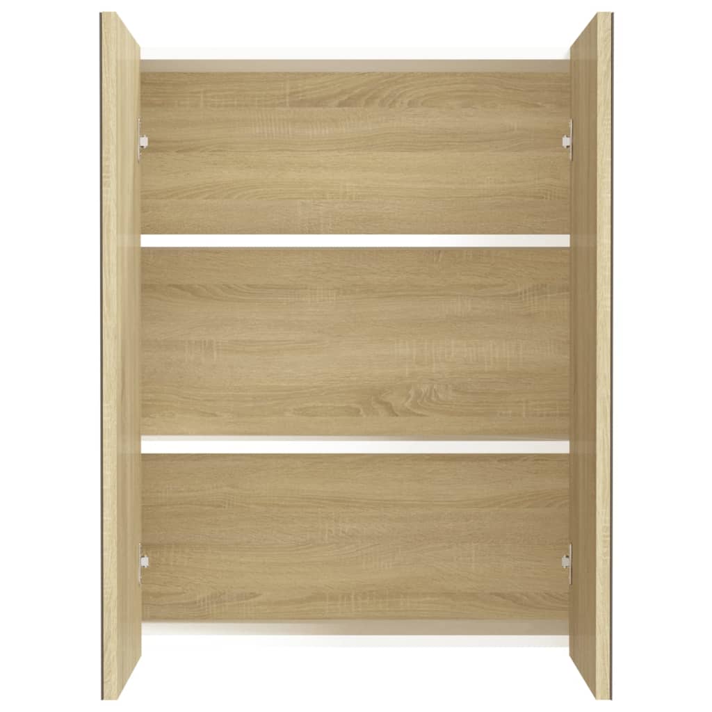 vidaXL Armario de espejo de baño MDF blanco y roble 60x15x75 cm