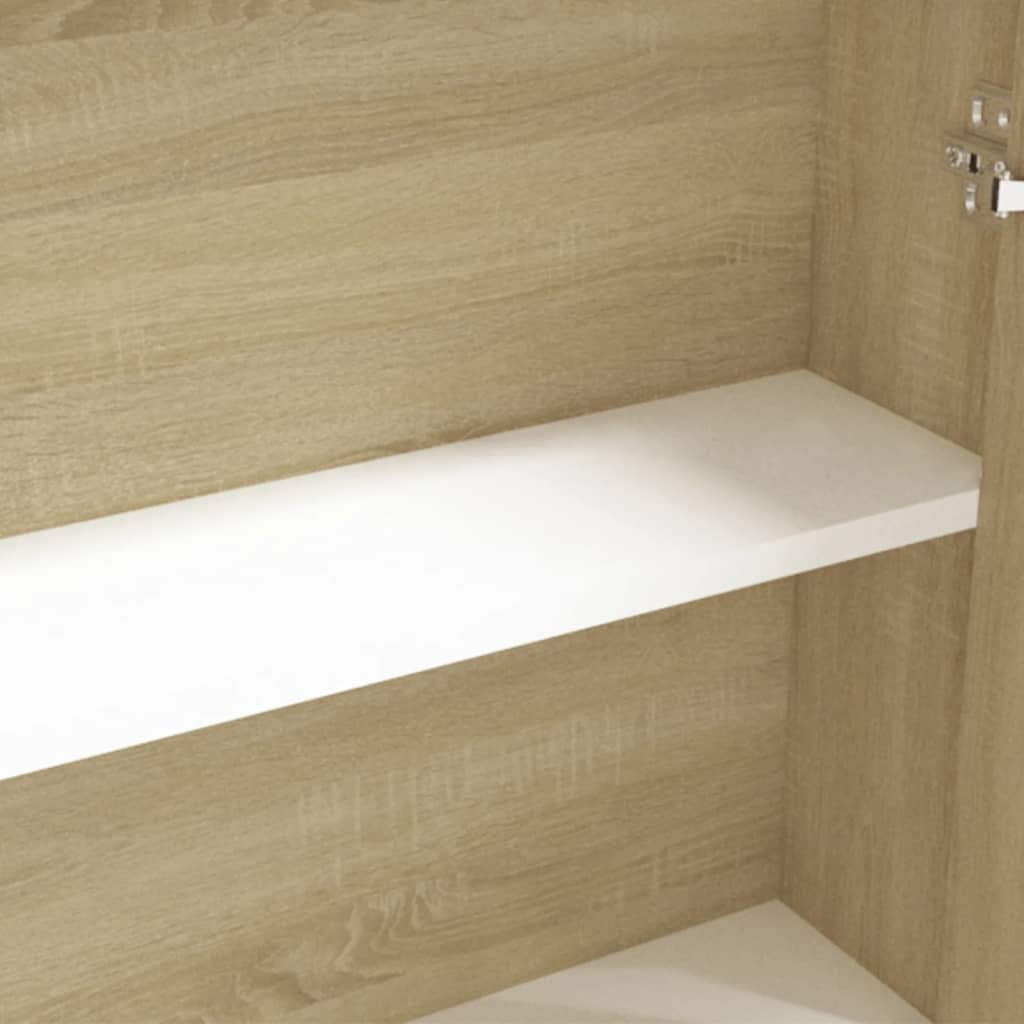 vidaXL Armario de espejo de baño MDF blanco y roble 60x15x75 cm