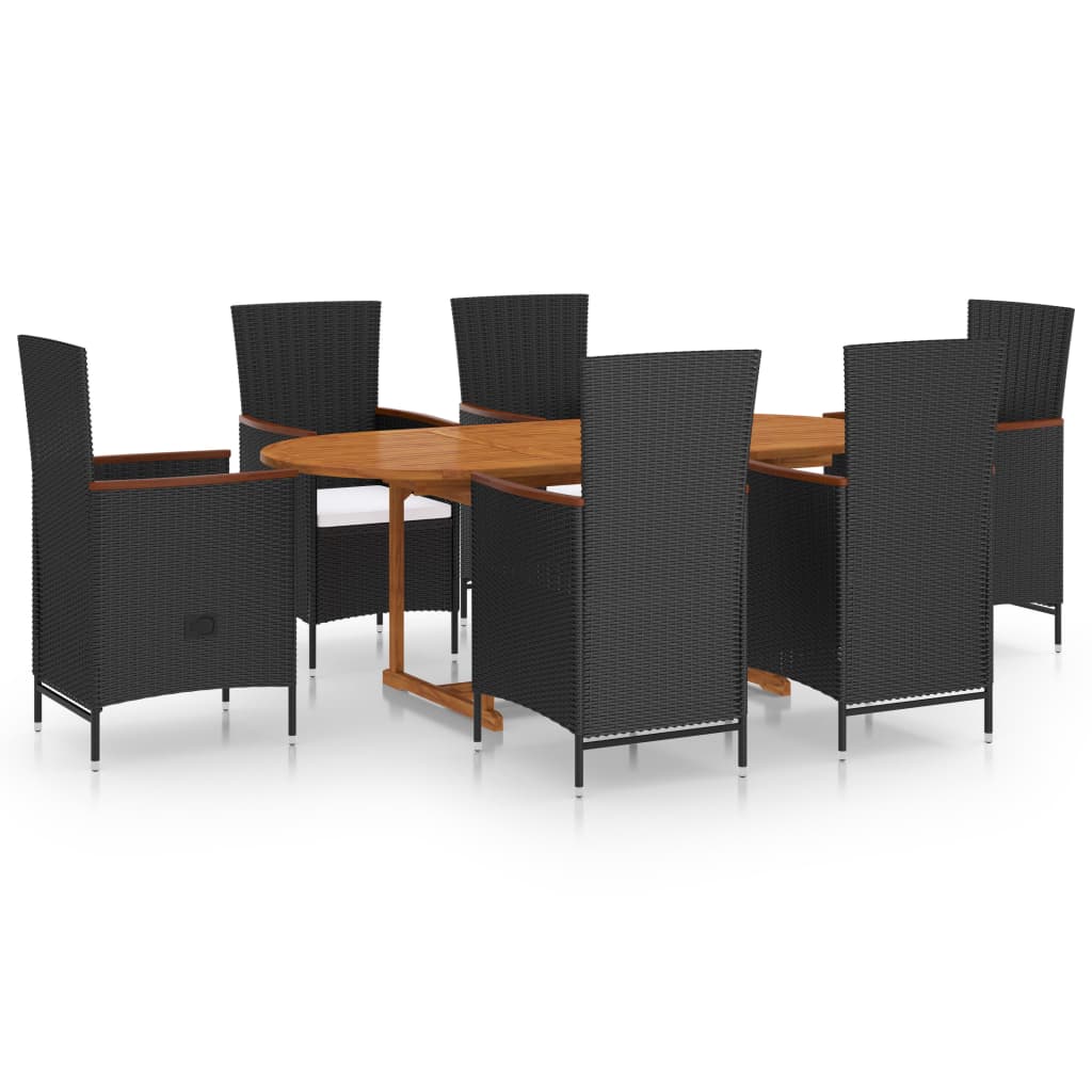 vidaXL Juego de comedor de jardín 7 piezas ratán sintético negro