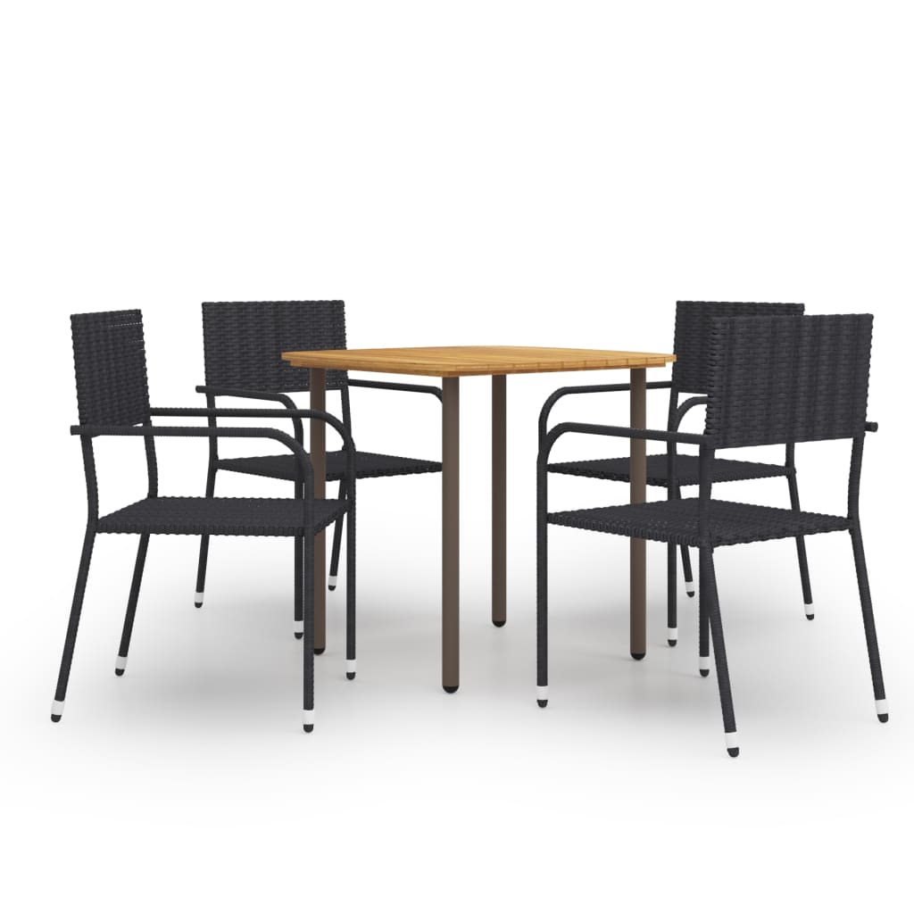 vidaXL Set de muebles de comedor de jardín 5 piezas de ratán negro