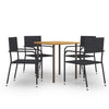 vidaXL Set de muebles de comedor de jardín 5 piezas de ratán negro