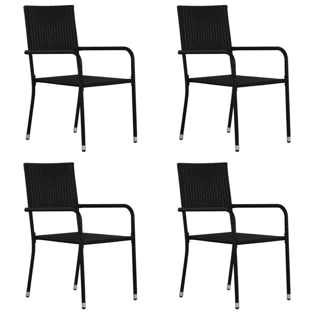 vidaXL Set de muebles de comedor de jardín 5 piezas de ratán negro