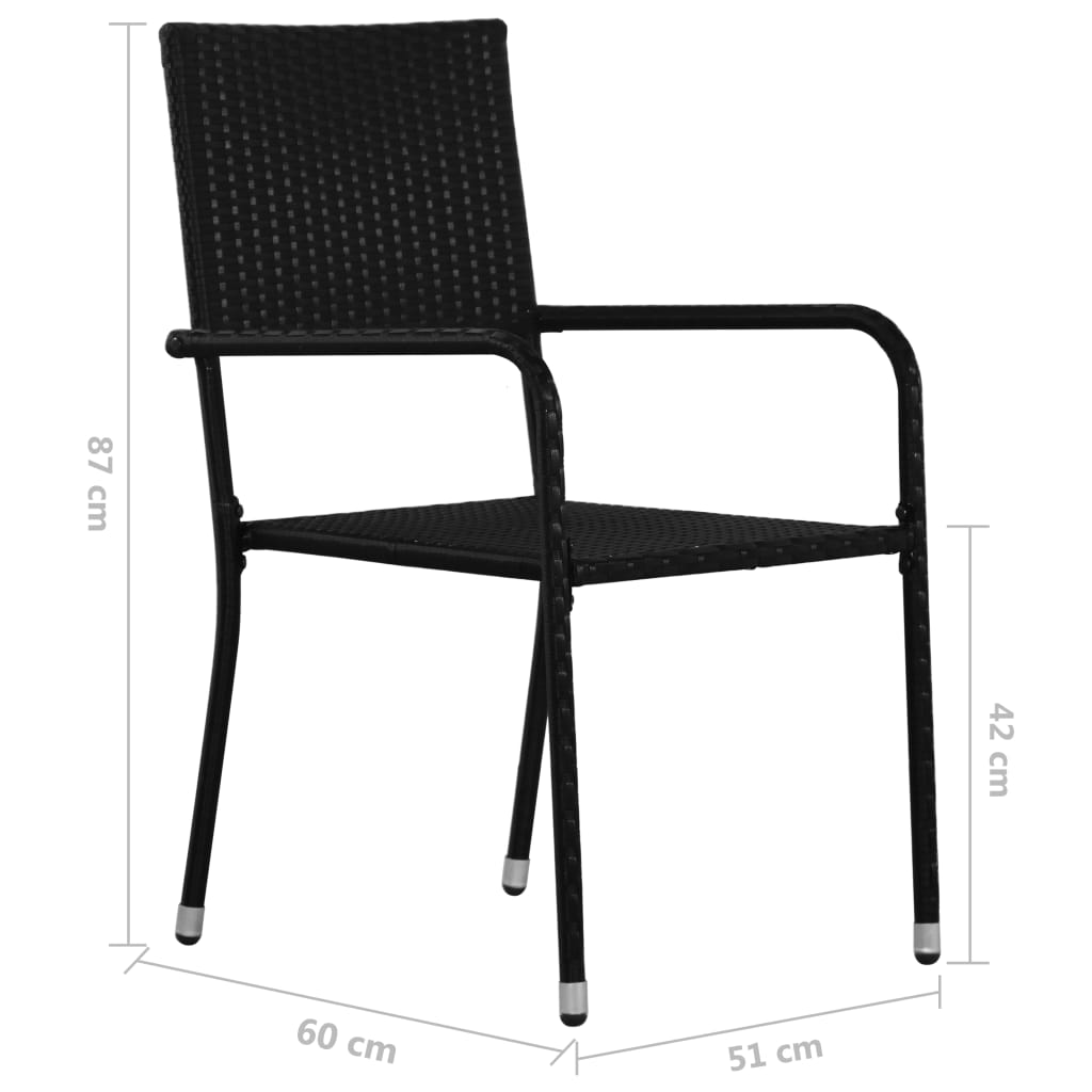 vidaXL Set de muebles de comedor de jardín 5 piezas ratán PE negro