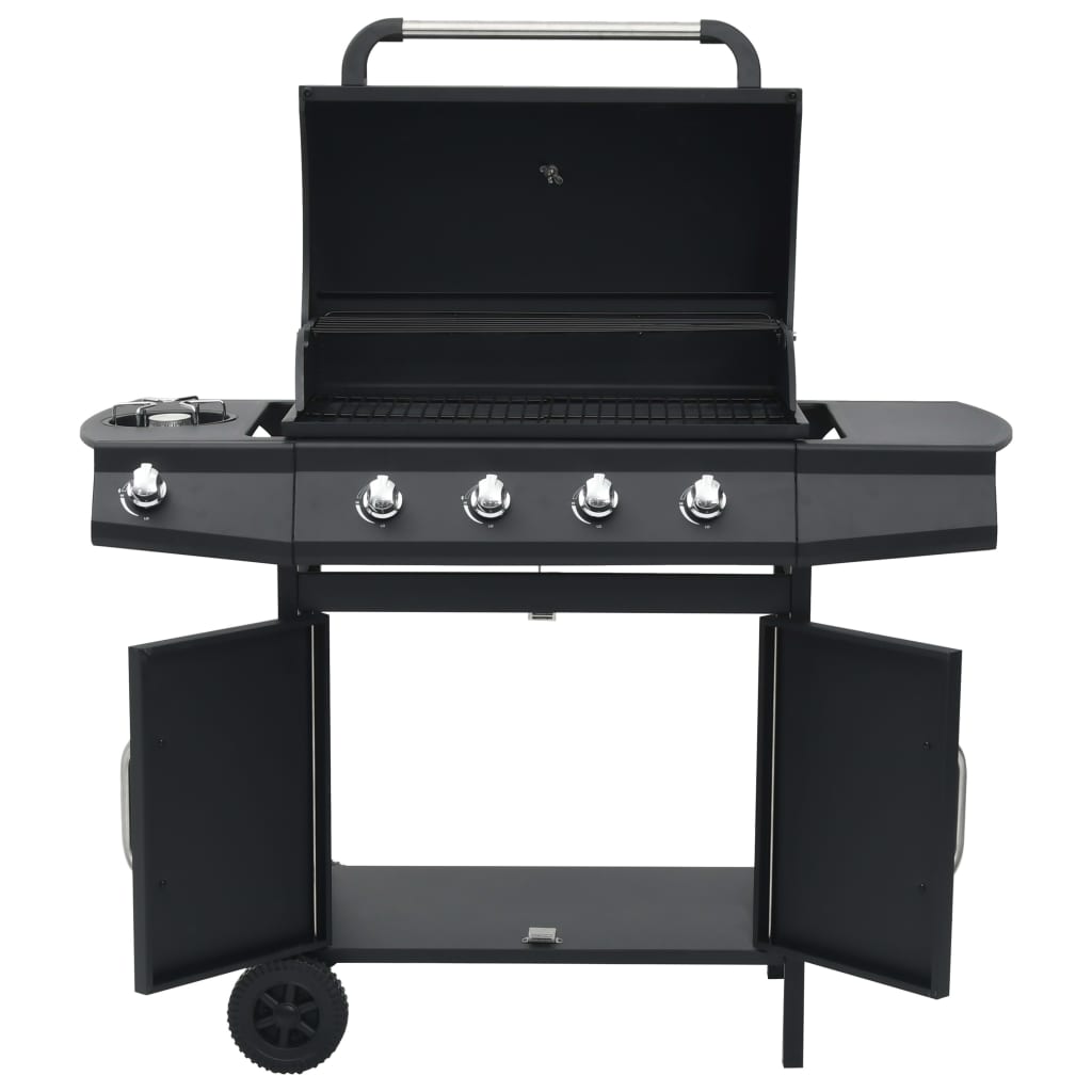 vidaXL Barbacoa grill de gas 4+1 quemadores negro