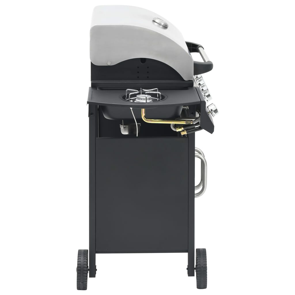 vidaXL Barbacoa grill de gas 4+1 quemadores negra y plateada