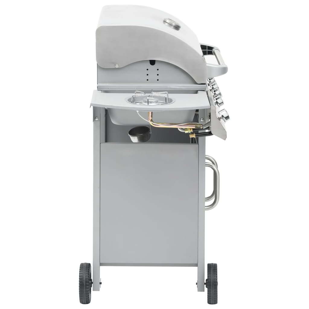 vidaXL Barbacoa grill de gas 4+1 quemadores plateada