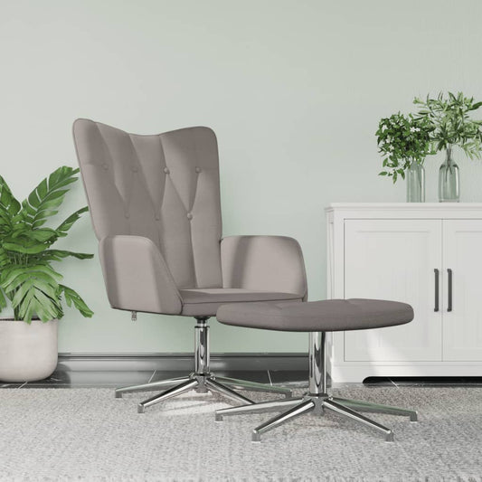 vidaXL Sillón de relax con reposapiés de tela gris taupe