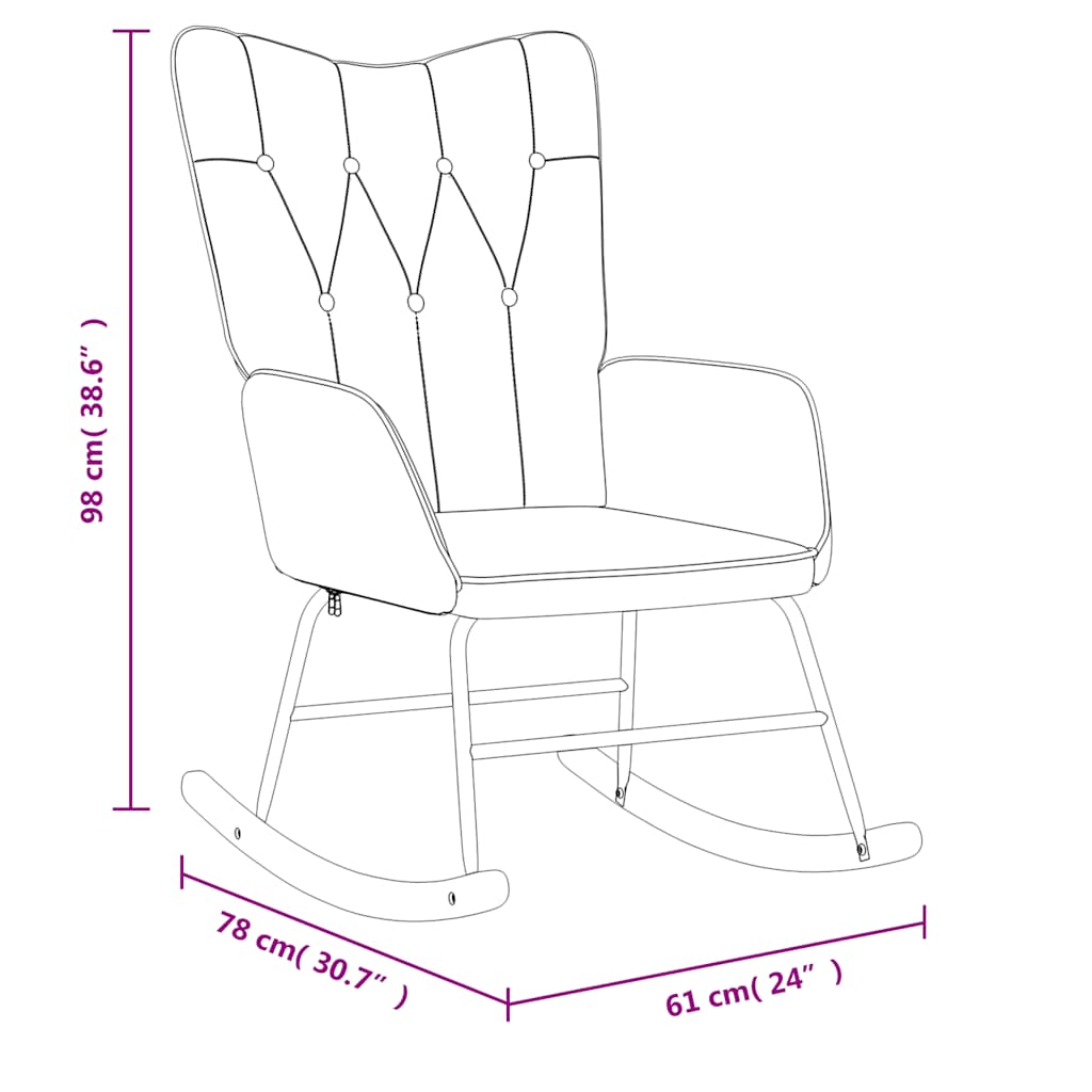 vidaXL Silla mecedora de tela gris oscuro