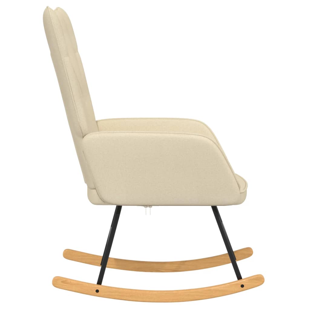 vidaXL Silla mecedora de tela color crema