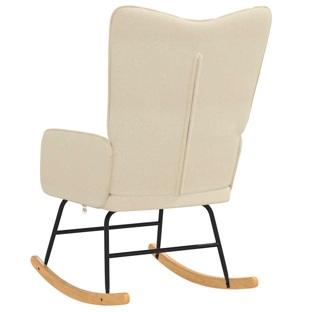 vidaXL Silla mecedora de tela color crema