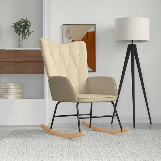 vidaXL Silla mecedora de tela color crema