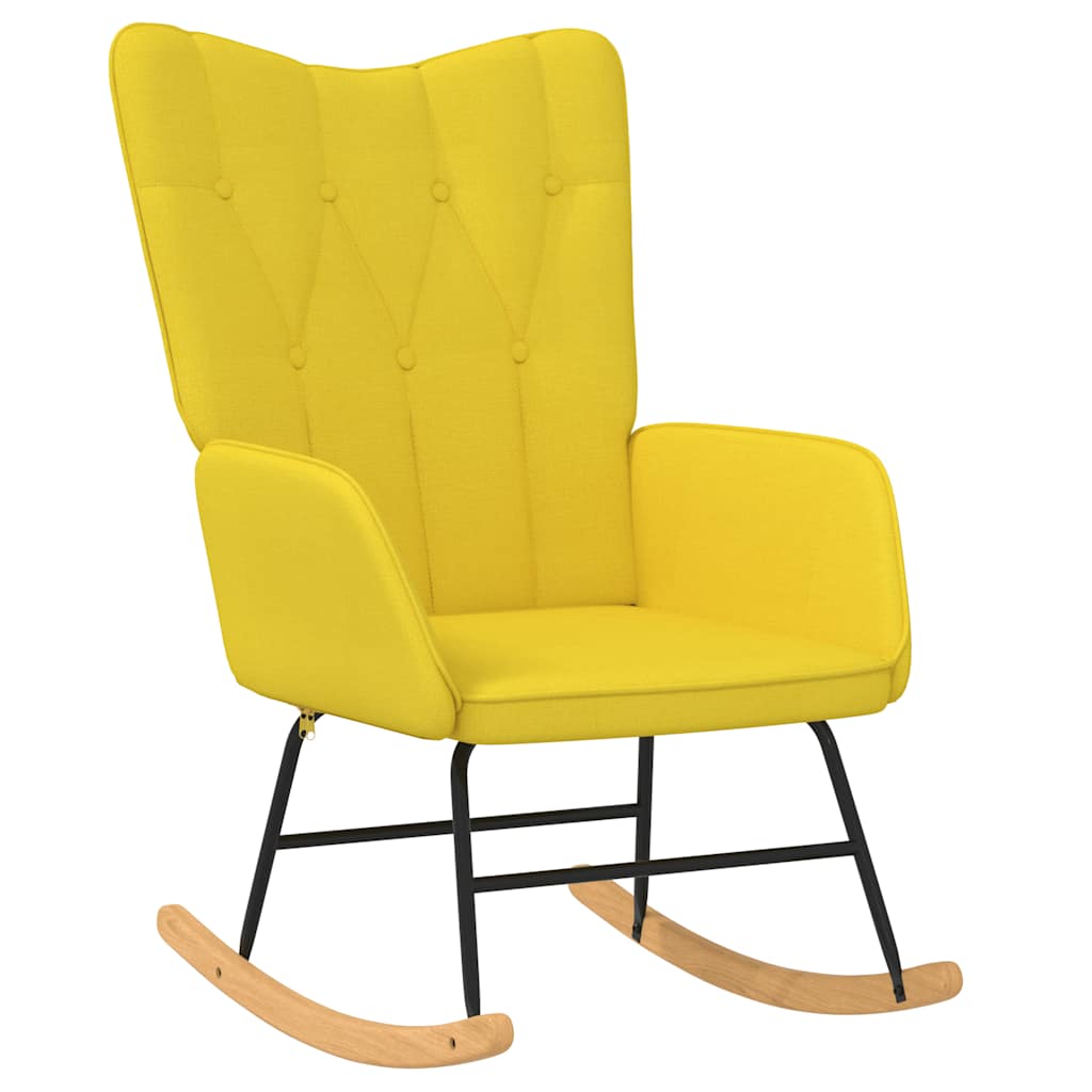 vidaXL Silla mecedora con reposapiés tela amarillo mostaza