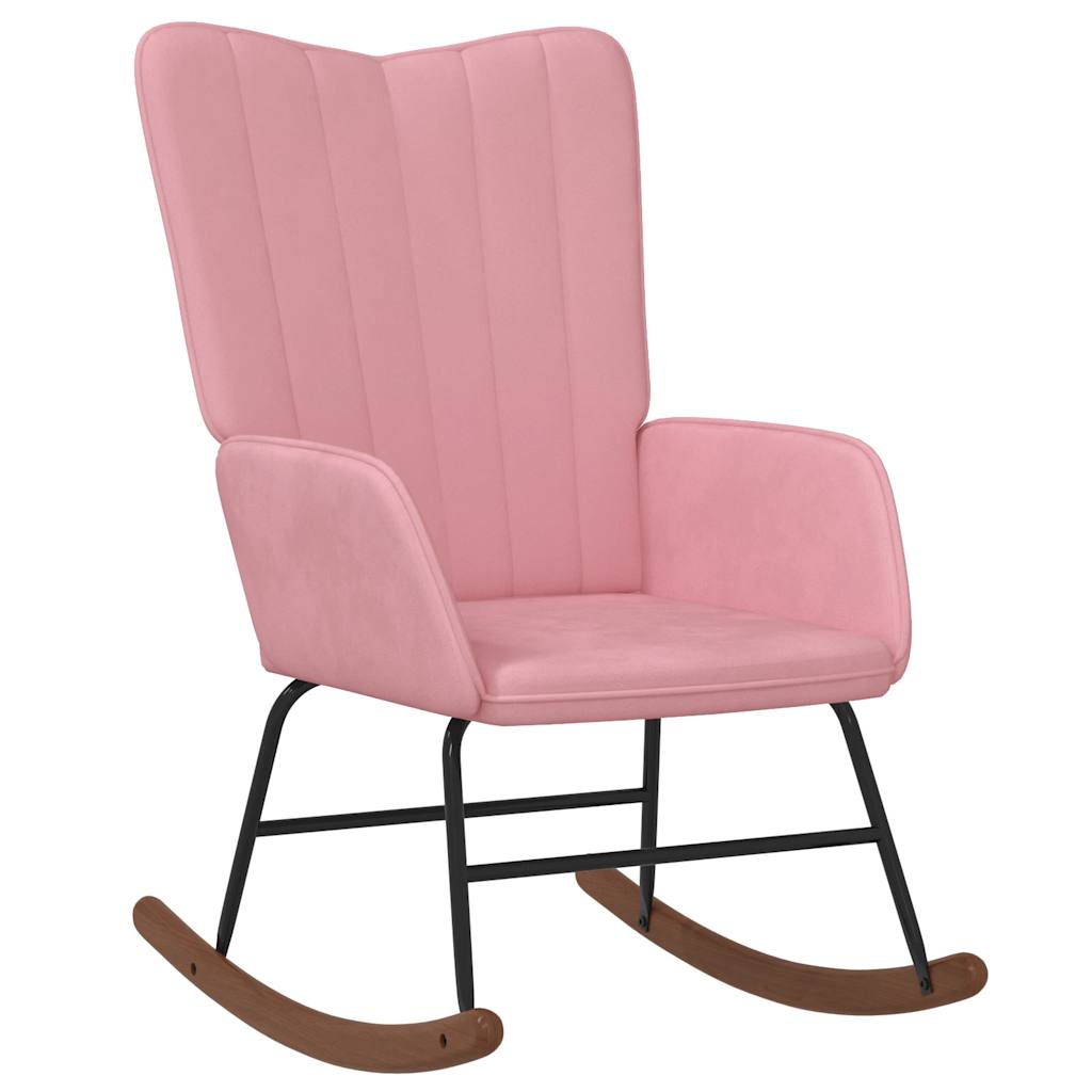 vidaXL Silla mecedora de terciopelo rosa