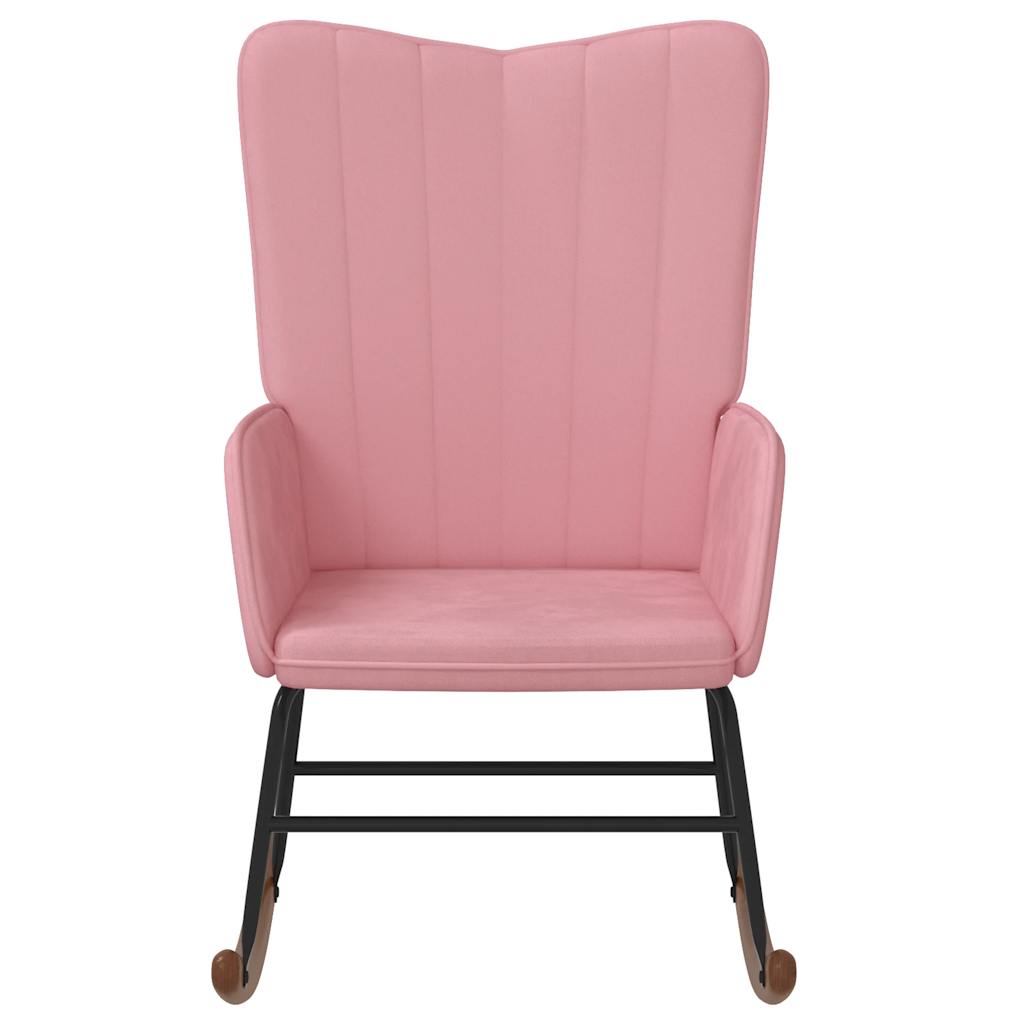 vidaXL Silla mecedora de terciopelo rosa