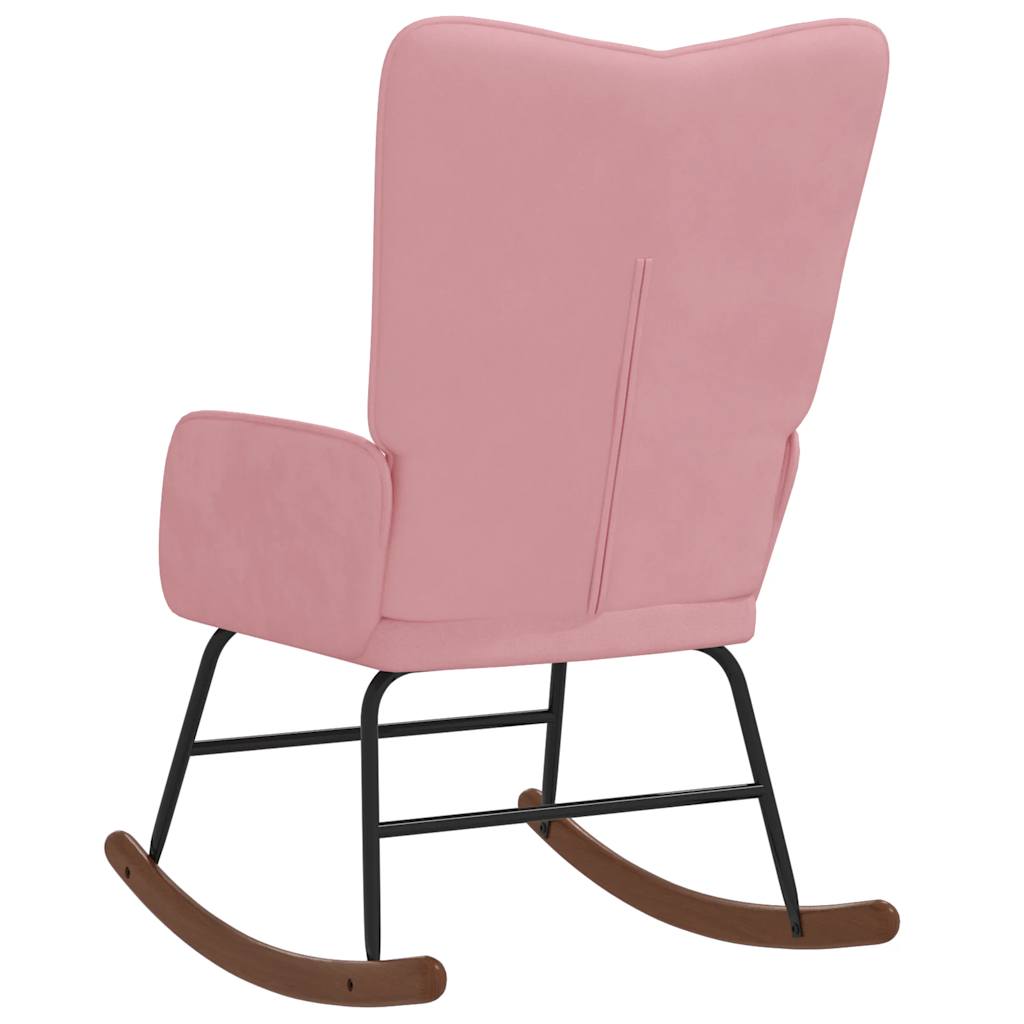 vidaXL Silla mecedora de terciopelo rosa