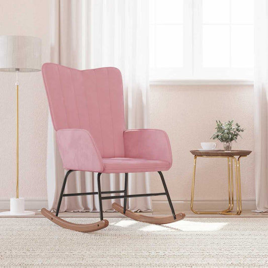 vidaXL Silla mecedora de terciopelo rosa