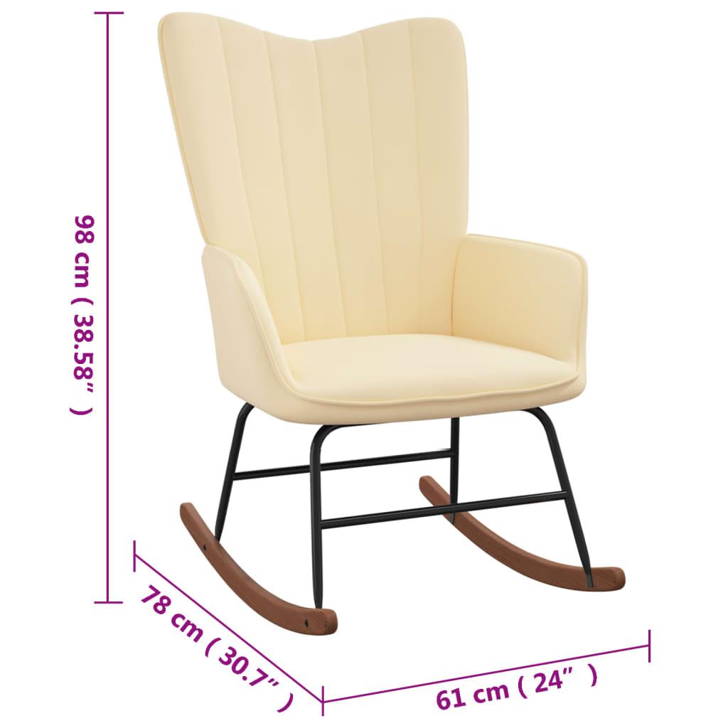 vidaXL Silla mecedora de terciopelo blanco crema