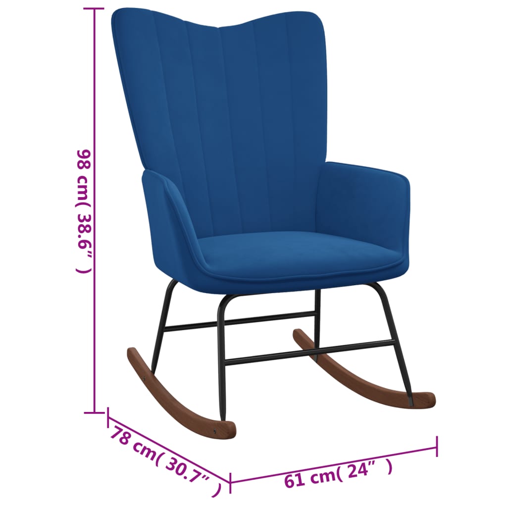 vidaXL Silla mecedora de terciopelo azul