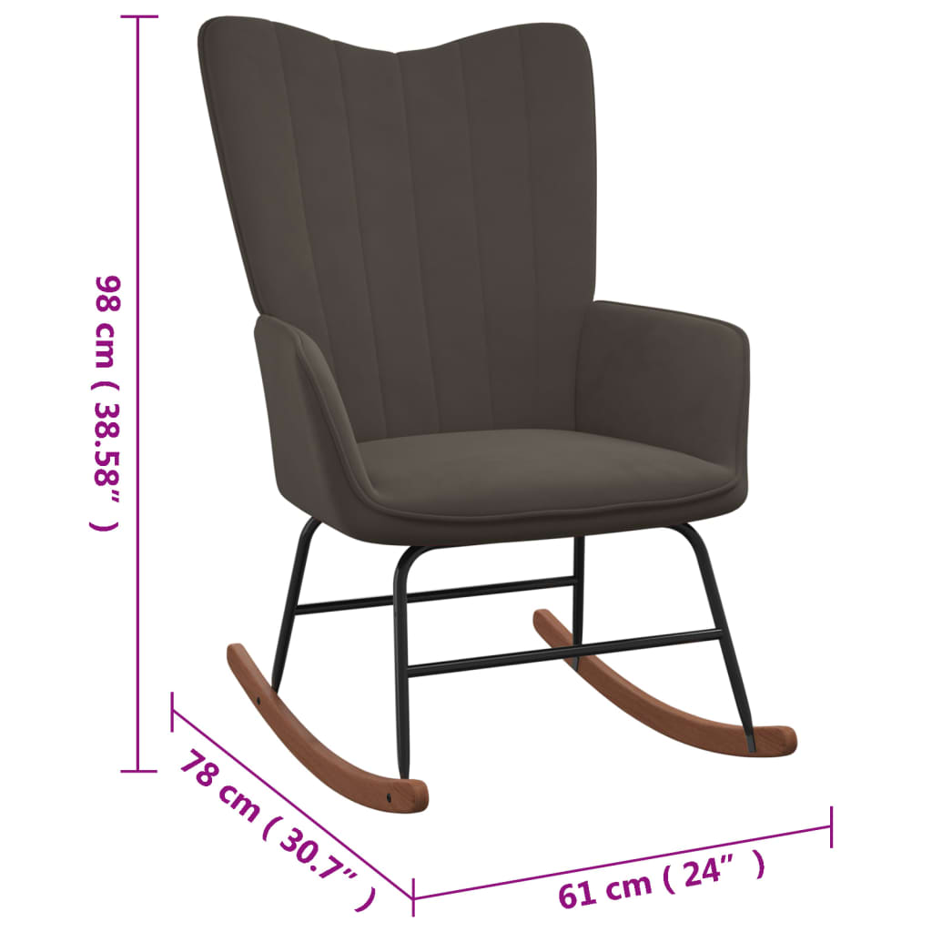 vidaXL Silla mecedora con reposapiés terciopelo gris oscuro