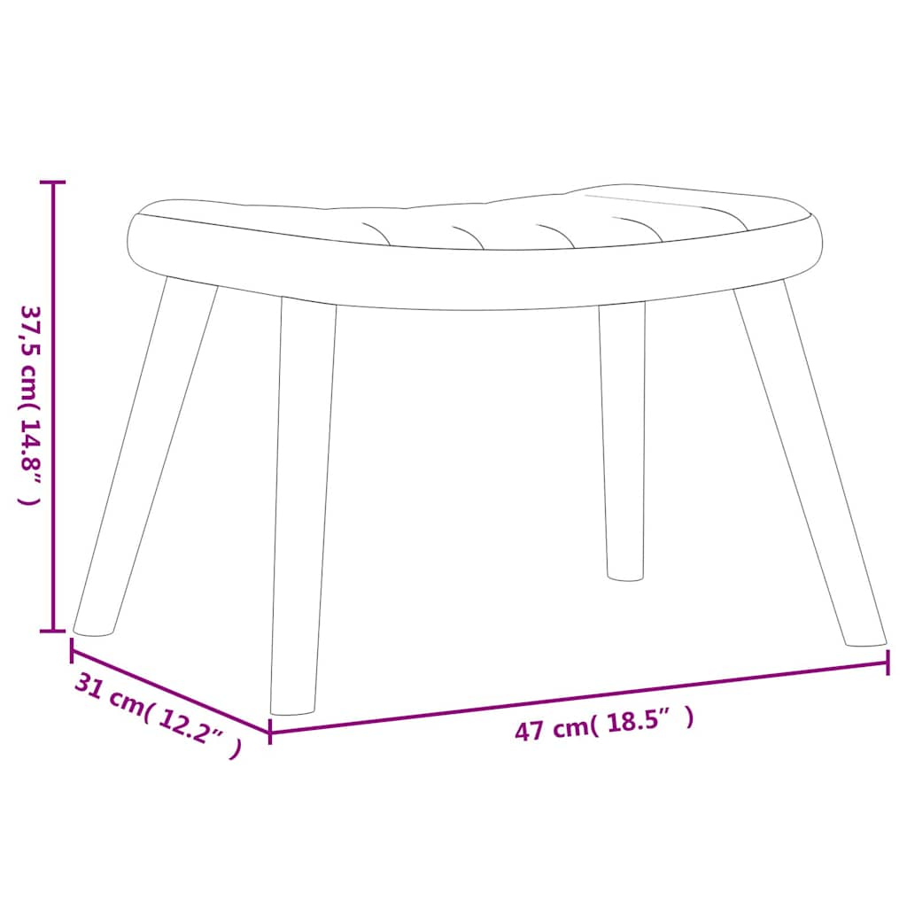 vidaXL Silla mecedora con reposapiés terciopelo crema