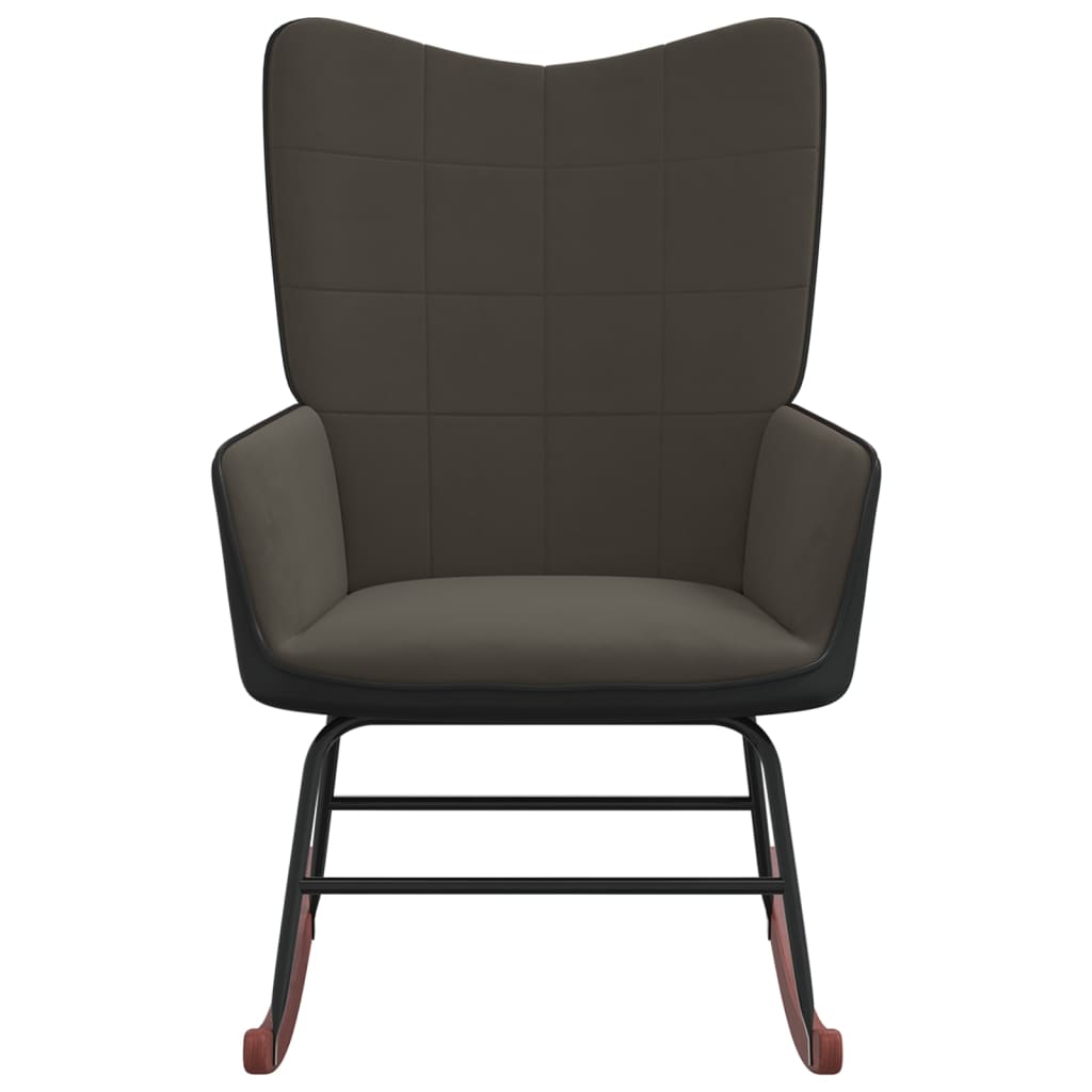 vidaXL Silla mecedora de terciopelo y PVC gris oscuro