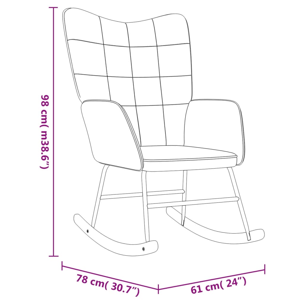 vidaXL Silla mecedora de terciopelo y PVC gris oscuro