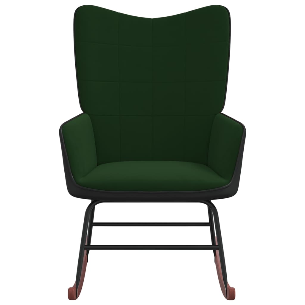 vidaXL Silla mecedora de terciopelo verde oscuro y PVC