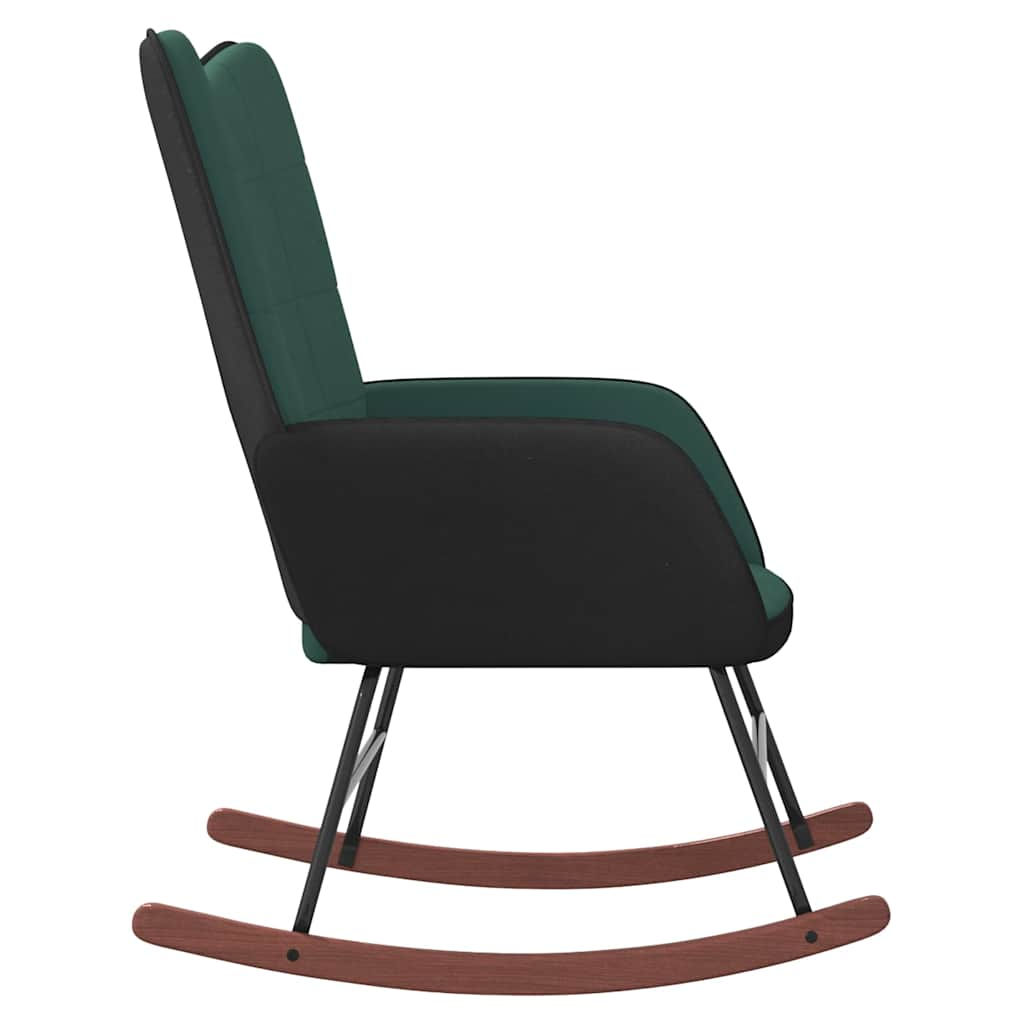 vidaXL Silla mecedora de terciopelo verde oscuro y PVC