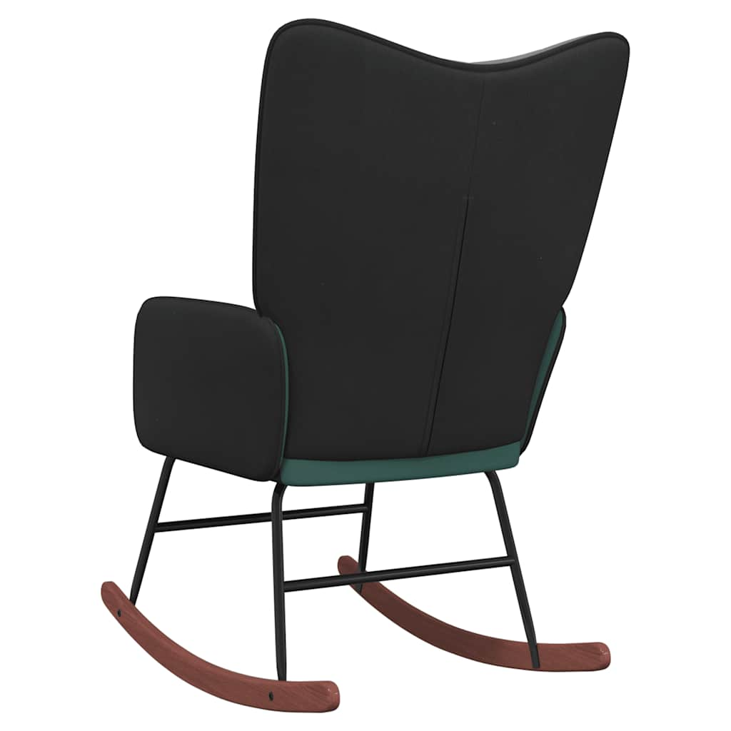 vidaXL Silla mecedora de terciopelo verde oscuro y PVC