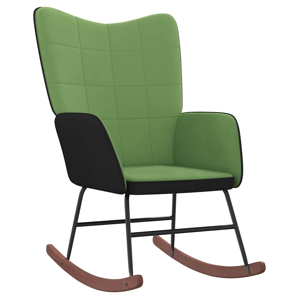 vidaXL Silla mecedora de terciopelo y PVC verde claro