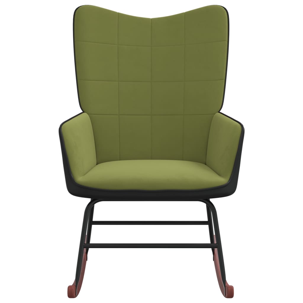 vidaXL Silla mecedora de terciopelo y PVC verde claro