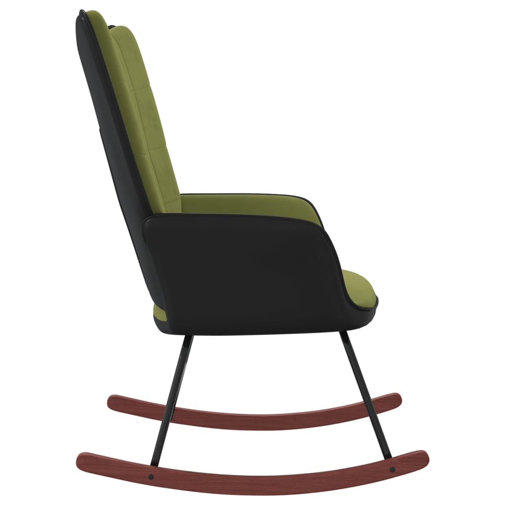 vidaXL Silla mecedora de terciopelo y PVC verde claro