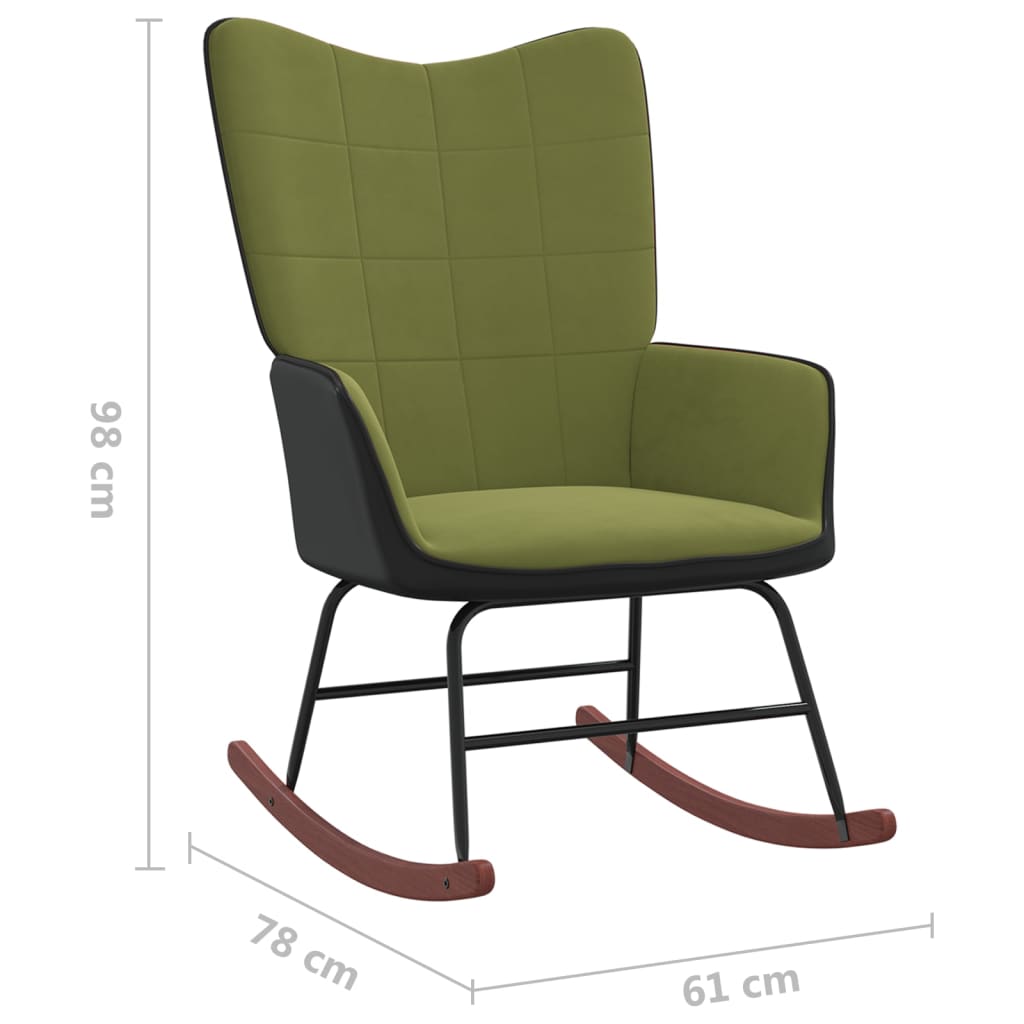 vidaXL Silla mecedora de terciopelo y PVC verde claro