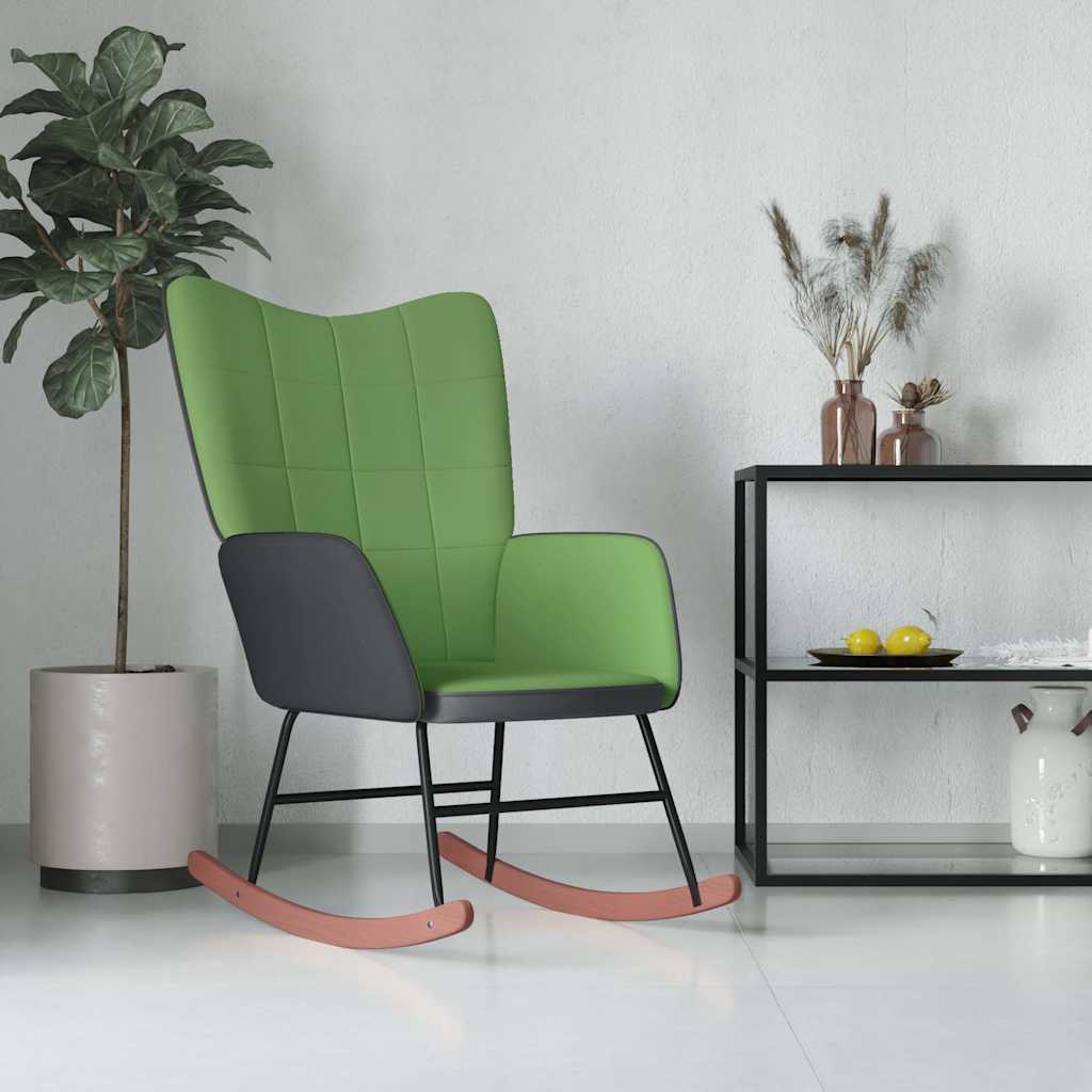 vidaXL Silla mecedora de terciopelo y PVC verde claro