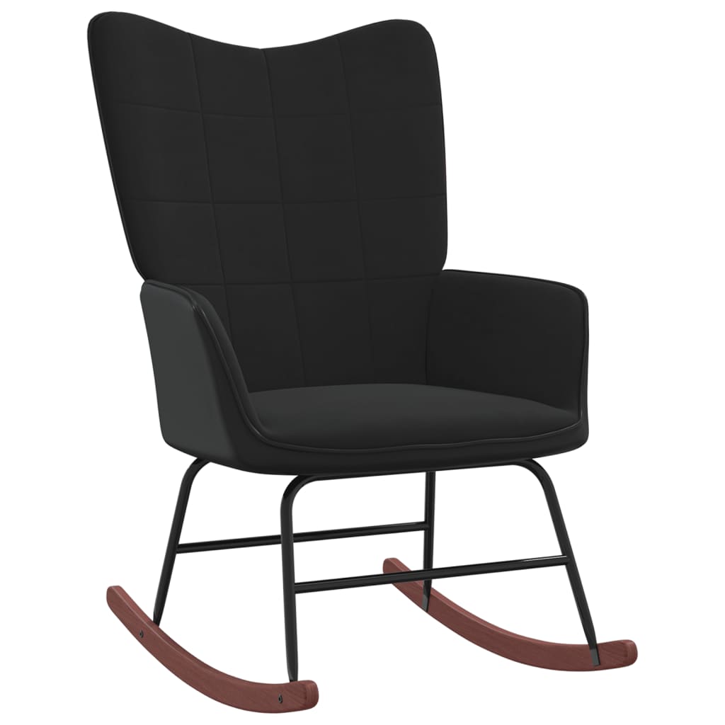 vidaXL Silla mecedora de terciopelo y PVC negro