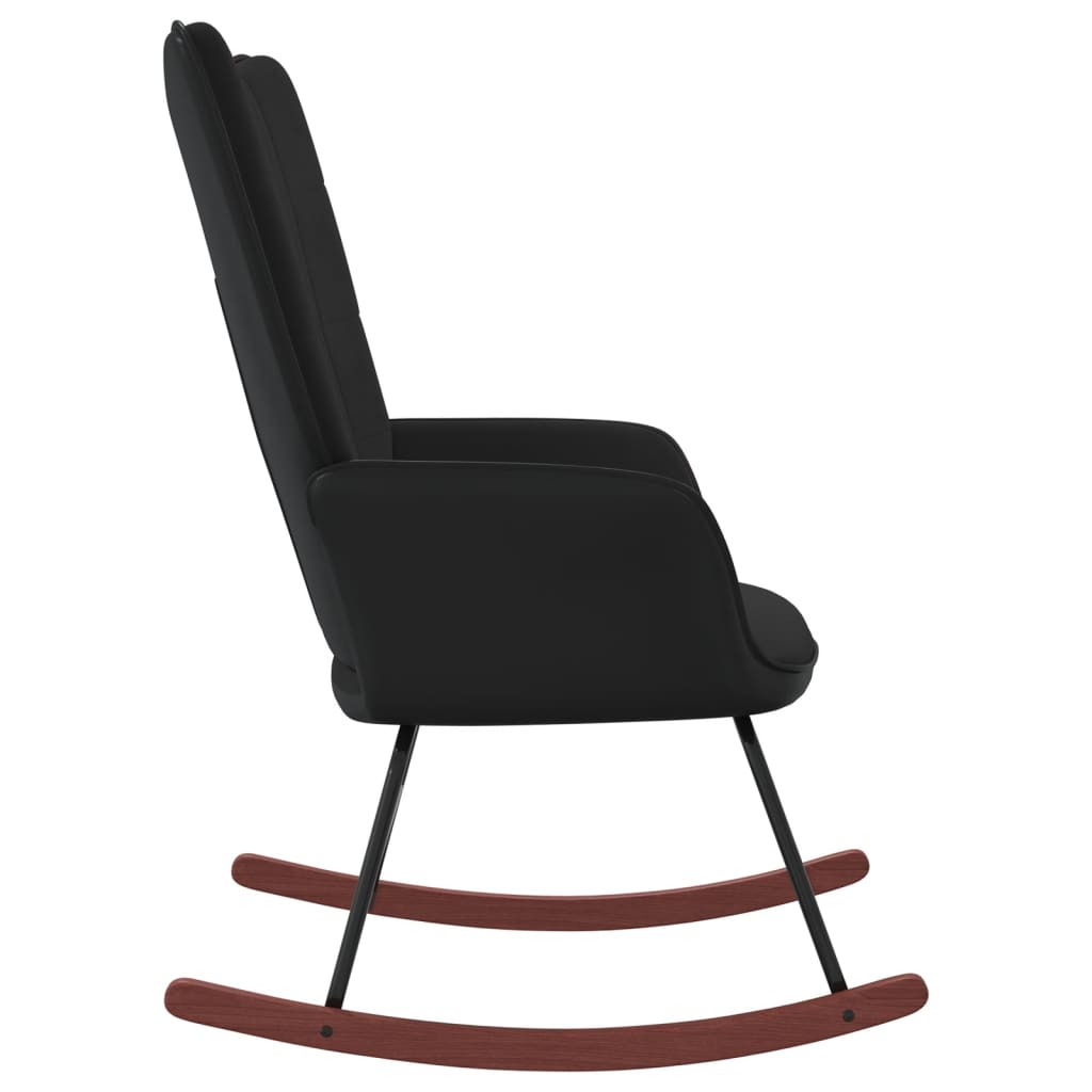 vidaXL Silla mecedora de terciopelo y PVC negro