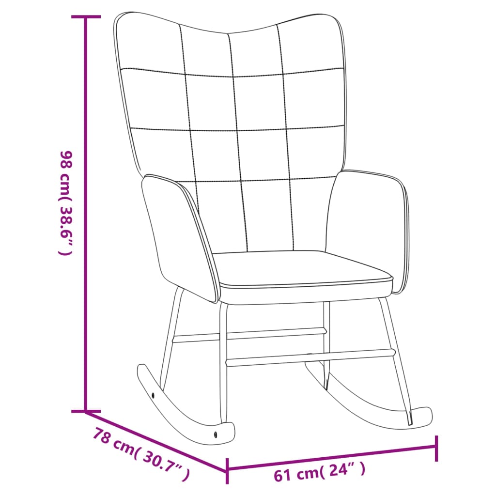 vidaXL Silla mecedora de terciopelo y PVC negro