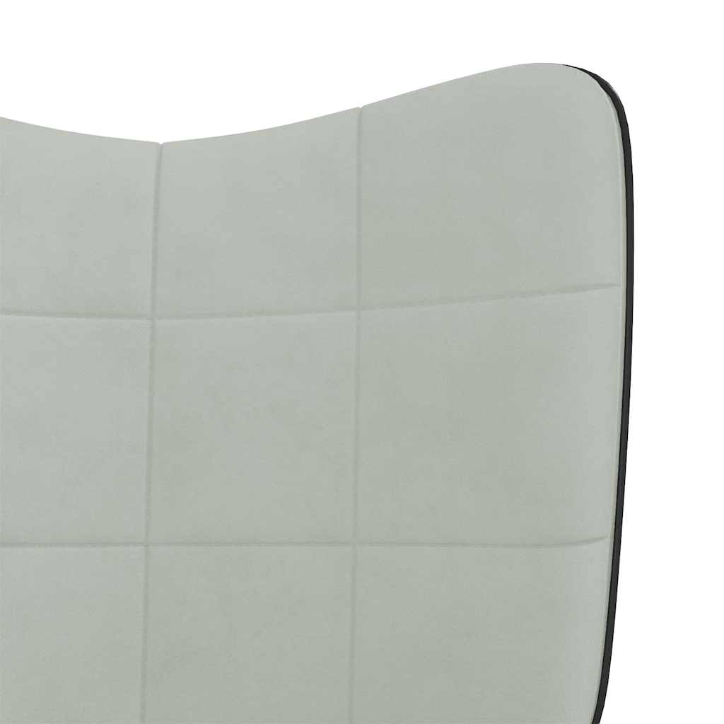 vidaXL Sillón de relax con taburete terciopelo gris claro y PVC