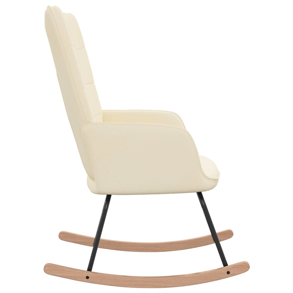 vidaXL Silla mecedora de tela color crema