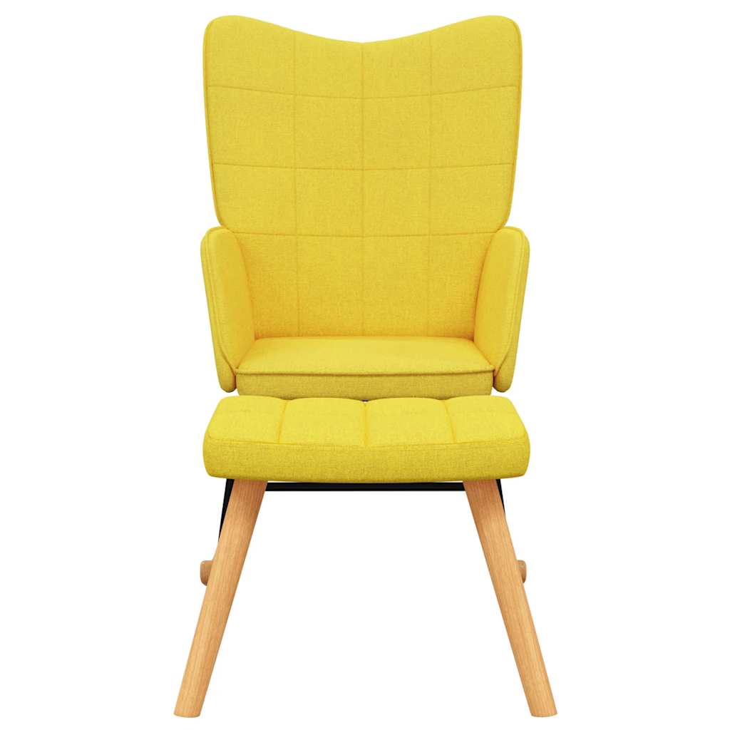 vidaXL Silla mecedora con reposapiés tela amarillo mostaza