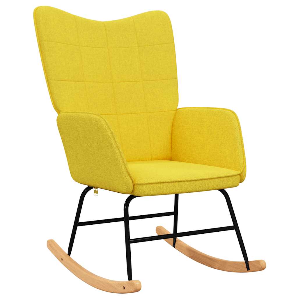 vidaXL Silla mecedora con reposapiés tela amarillo mostaza