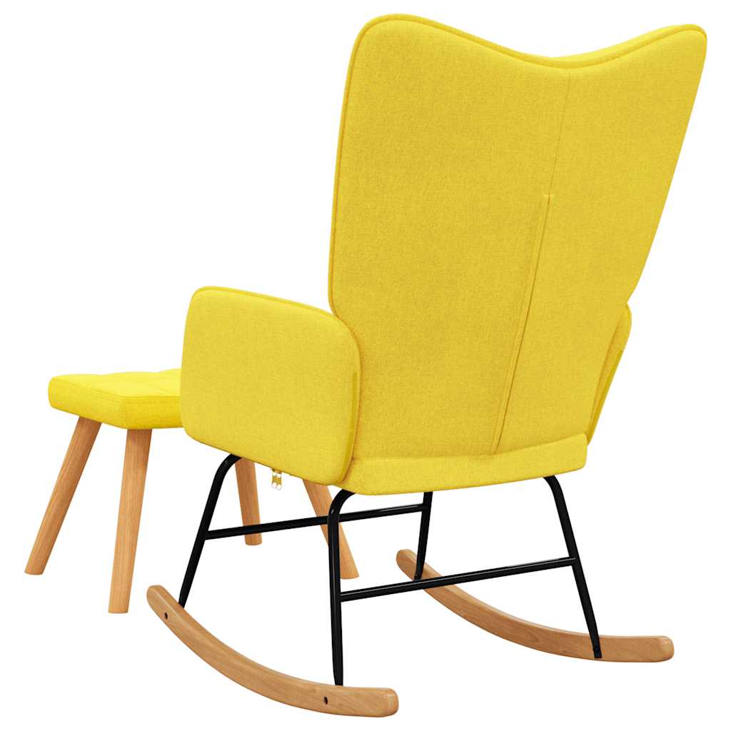 vidaXL Silla mecedora con reposapiés tela amarillo mostaza