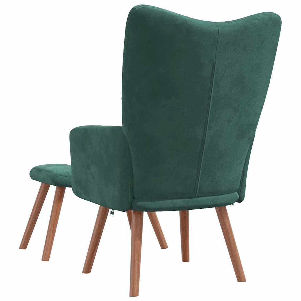 vidaXL Sillón de relax con taburete terciopelo verde oscuro