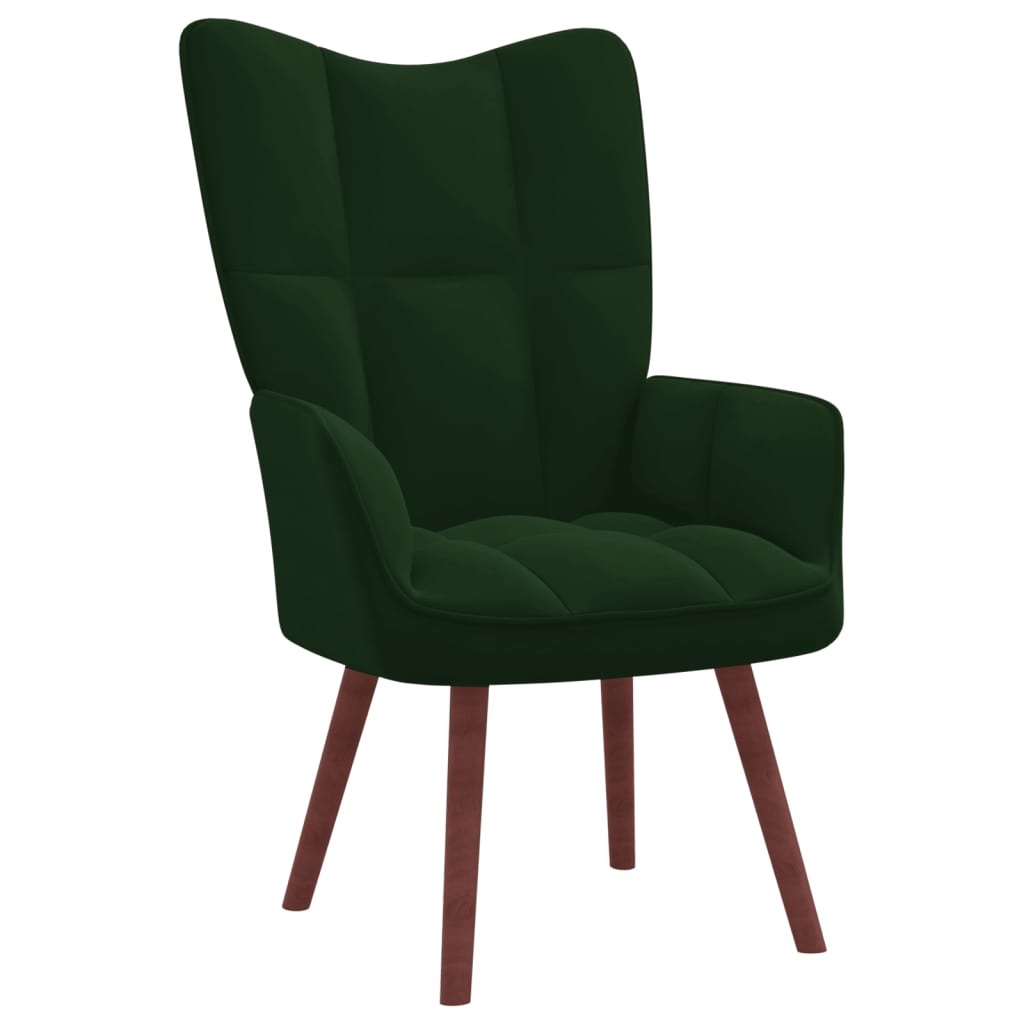 vidaXL Sillón de relax con taburete terciopelo verde oscuro